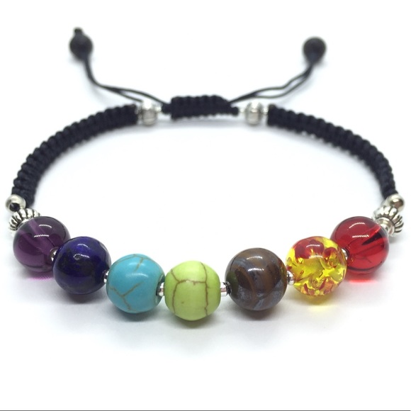Handmade Jewelry - 7 Chakra Adjustable Shamballa Bracelet